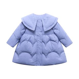 笛莎女童三防轻薄羽绒服冬季小童宝宝中长款外套上衣迪莎童装官方
