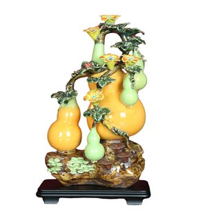 五福临门陶瓷葫芦摆件五代同堂装饰中式手工开业乔迁礼品石湾公仔