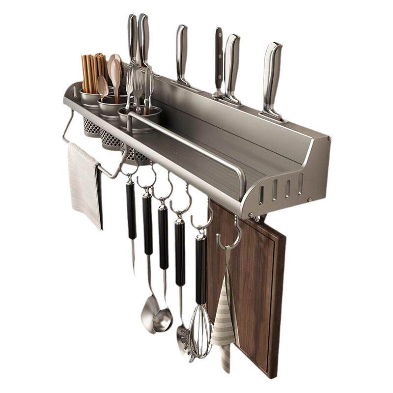 厨房调料置物免打孔壁挂式太空铝挂架筷子刀具挂架多功能收纳架子