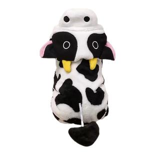 狗狗衣服珊瑚绒奶牛变身装泰迪比熊秋冬四脚衣宠物小型犬保暖冬装