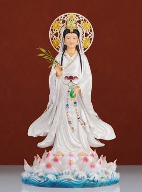 妙善观音菩萨站像南海观世音菩萨白衣观音菩萨像佛堂供奉家用摆件