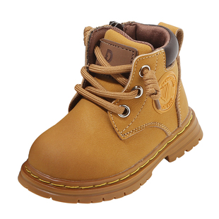 宝宝马丁靴一岁婴儿学步鞋子男童秋冬季软底短靴加绒儿童鞋女童皮