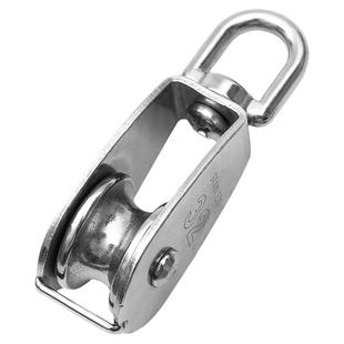 304不锈钢滑轮钢丝绳U型吊环定滑轮单双轮子起重滑轮吊钩省力工具