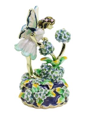 轻奢珐琅花仙子绣球花耳环戒指