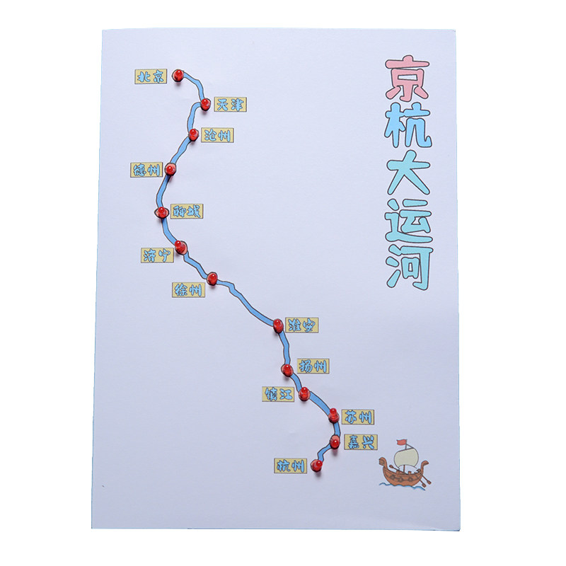 京杭大运河纸电路 科学手工DIY制作 历史知识中小学生作业男孩
