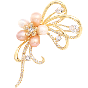精致胸针女蝴蝶结珍珠花朵别针开衫呢子大衣毛衣胸花配饰新年礼物