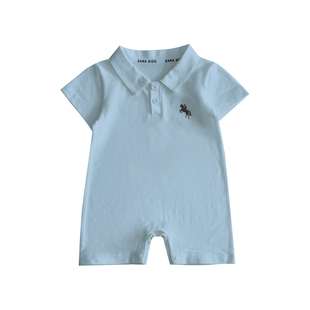 夏季薄款婴儿衣服洋气时髦男宝宝短袖连体衣夏天小月龄外出POLO衫