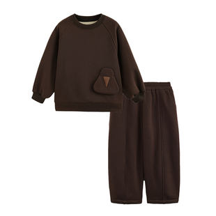 砚台家童装男童加绒套装秋冬款衣服潮儿童卫衣长裤针织复合奥利绒