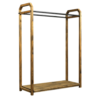 名固实木质衣帽架复古服装店落地展示架铁艺单双杠陈列挂衣架货架