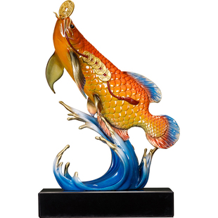 黄铜金龙鱼摆件领导高档办公室装饰公司企业工厂搬迁乔迁开业礼物