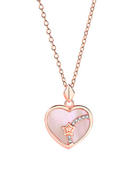 贝母心形吊坠925纯银锁骨链