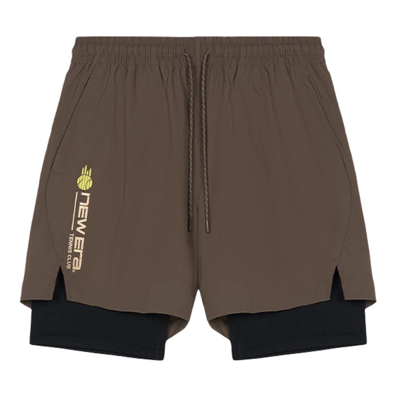 NEW ERA纽亦华26新品梭织防泼水网球运动双层印花LOGO短裤男女NE