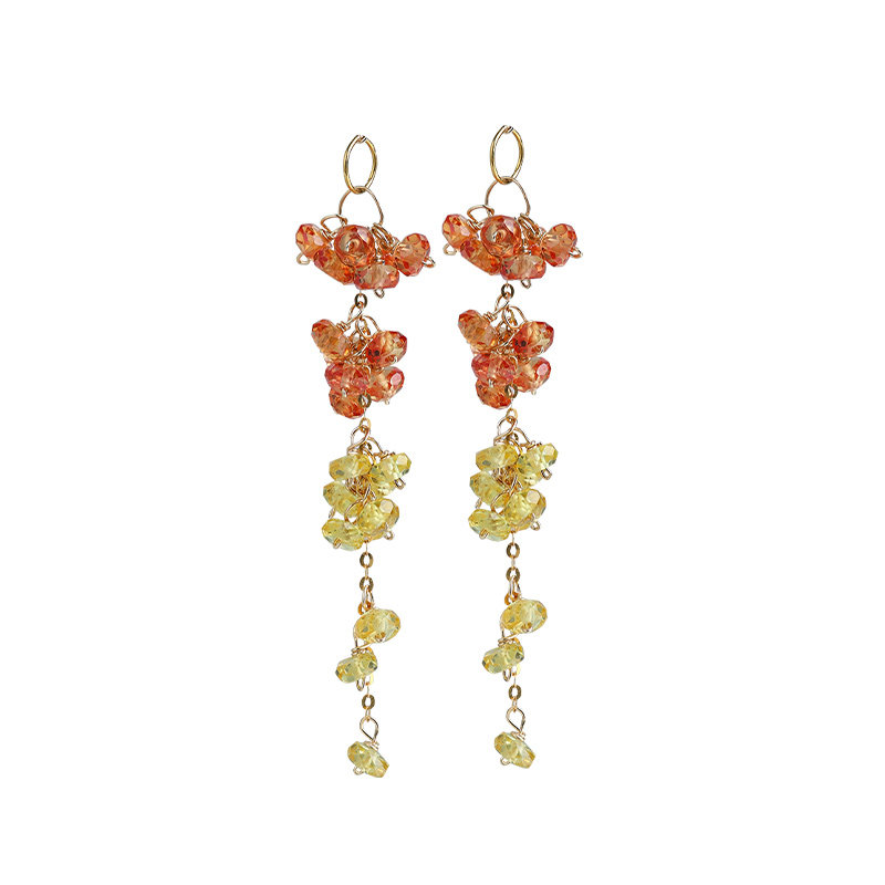 【限定手作】可卿珠宝 暮色卿枫 蓝宝石耳线18k金 彩色渐变 耳饰