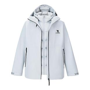 骆驼男装羽绒冲锋衣男2025秋冬新款鹅绒保暖户外三防连帽外套男