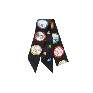 中古Hermes爱马仕女S级99新Twilly小丝巾丝绸围巾/丝巾黑色气质