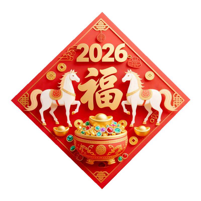 新款春节过年马年福字墙贴
