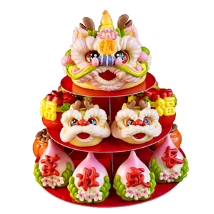 大醒狮龙周岁花样馍馍蛇宝宝百岁天满月胶东花饽饽儿童生日馒头