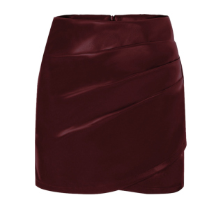 Sun雅乔 早秋新款多色A字超软蛋白皮裙抽皱裙裤包臀辣妹半身短裙