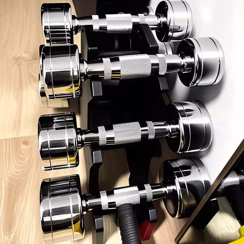 纯钢电镀哑铃男女家用健身运动哑铃专业小固定一体锻炼健身房哑铃