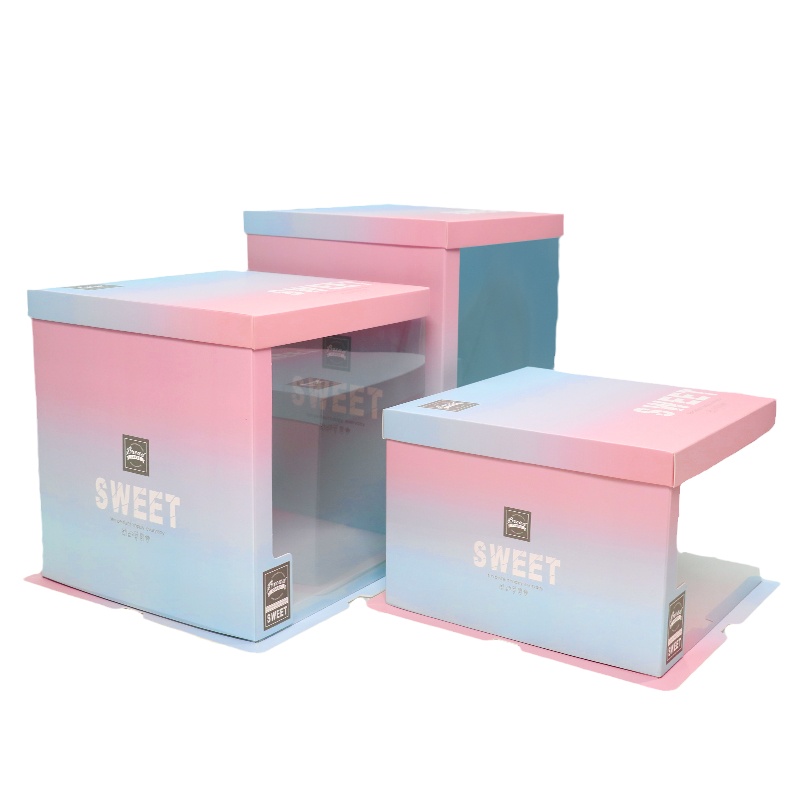 半透明生日蛋糕盒子厂家直销六/八寸6/8寸10寸12寸双层加高包装盒