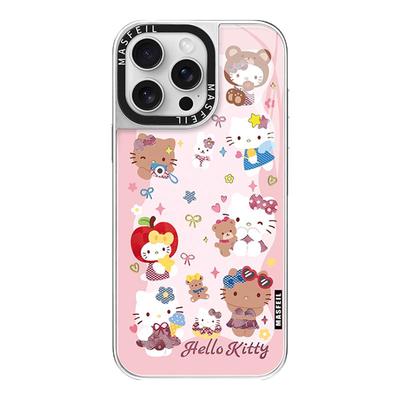 MASFEIL × 粉系凯蒂适用iPhone16Promax手机壳新款磁吸带支架苹果15Pro鎏金保护套13pm高级感奢华可爱ip14女