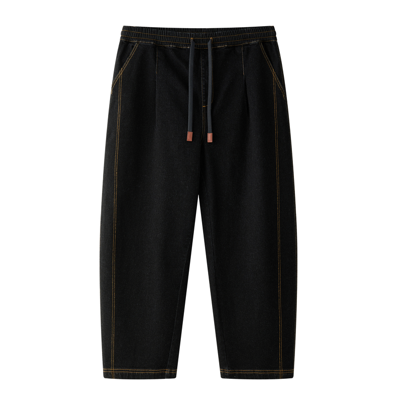 半墨大码男装牛仔弯刀裤男秋季新款宽松加肥加大休闲裤胖子直筒裤