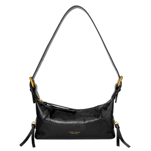 皮尔卡丹官方真皮手抓纹腋下包头层牛皮枕头包酷飒手提单肩包礼物