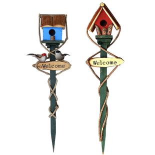 花园鸟窝庭院布置院子装饰户外小栅栏造景园艺阳台地插幼儿园摆件