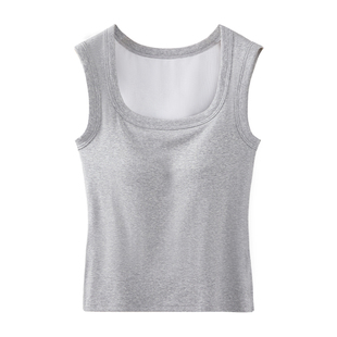 为体贴大码吊带背心女夏季薄款胖mm外穿内搭带胸垫遮副乳显瘦打底