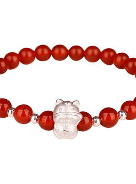 天然红玛瑙999纯银12生肖手串