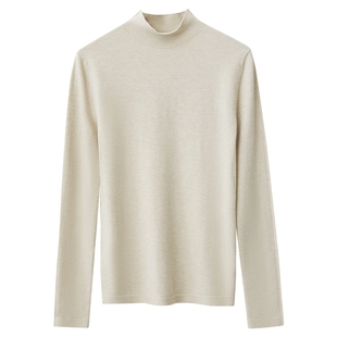 Amii2025秋新款简洁通勤基础款百搭半高领修身毛衣女显瘦长袖上衣