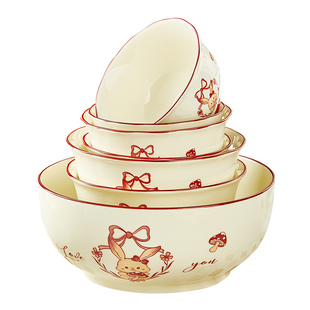 卡通陶瓷碗单个家用吃饭碗餐具新款可爱好看的面碗碟盘子自由搭配