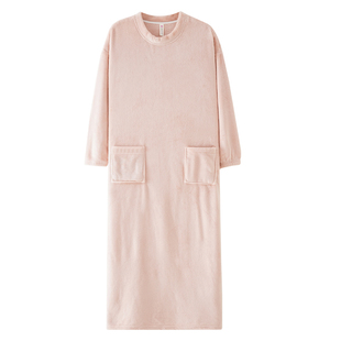 长款睡裙女超长脚踝冬季加厚法兰绒冬天加长长裙高个子珊瑚绒睡衣