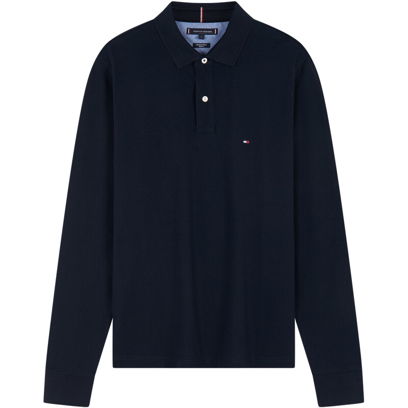 Tommy男装纯色商务修身长袖POLO