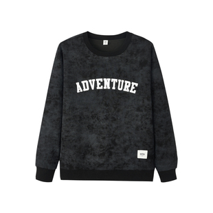 快鱼字母印花圆领卫衣男2026年春季新款休闲百搭外套宽松套头长袖