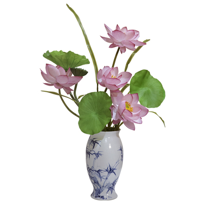 海虹雅林荷花仿真花高级感逼真新中式客厅桌面装饰摆件高档仿生花