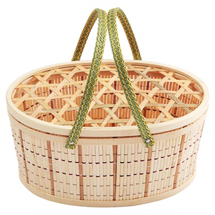 竹编鸡蛋篮子2-6斤装竹篮子水果采摘篮粽子月饼土特产包装礼篮