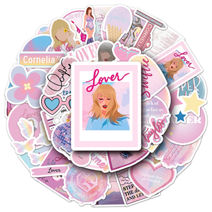 100张泰勒专辑lover贴纸霉霉欧美歌手粉色少女心图案装饰手机贴纸