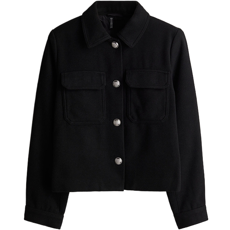 HM女装短外套秋季miu系穿搭上衣修身翻领法式长袖夹克开衫1254857