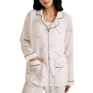 sohiwoo月子服秋冬款产后孕妇睡衣纯棉纱布哺乳家居服女