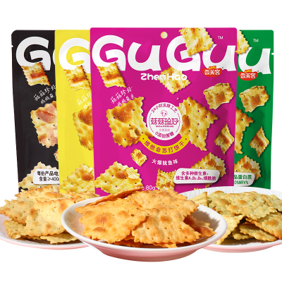 香美客苏打饼干菇菇珍好咸味海盐黑松露火腿休闲零食解馋鱿鱼芝士