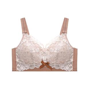 大码大胸显小文胸无钢圈防下垂胸罩内衣女薄款聚拢夏调整型收副乳