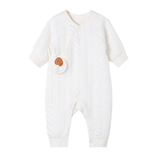 考拉蒂尔婴儿薄夹棉连身衣秋冬新生儿保暖连体衣宝宝纯棉衣服52码