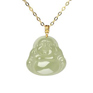 宫里上新18k金镶玉佛吊坠女佛公和田玉坠项链玉坠生日礼物送妈妈
