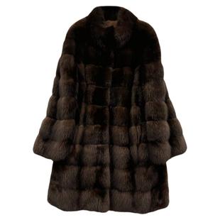 2025年新款俄罗斯满天星紫貂立领环保貂皮大衣中长款女时尚宽松型