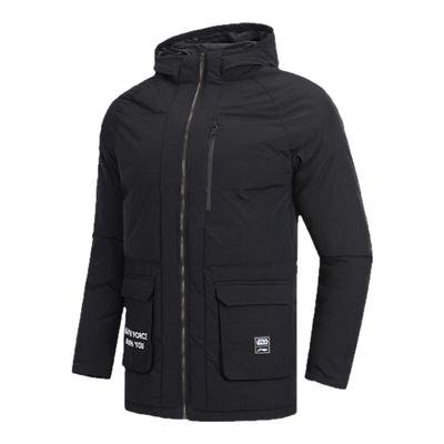 李宁正品新款男子运动休闲时尚保暖连帽中长款羽绒服外套AYMN081