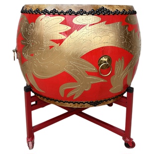 正宗黄牛皮大鼓椿木威风锣鼓堂鼓成人演出真牛皮中国红龙鼓战鼓