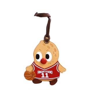 fingerstudio指作 花生吐司面包运动公仔包包挂饰牛皮皮质lv挂件