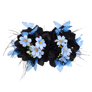 时宴泡芙 凤凰台上鲨鱼夹立体花朵薄纱蝴蝶羽毛发饰后脑勺抓夹女