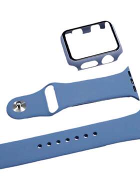 适用于苹果watch8硅胶手表带表壳膜iwatch7/4/5运动保护套二合一